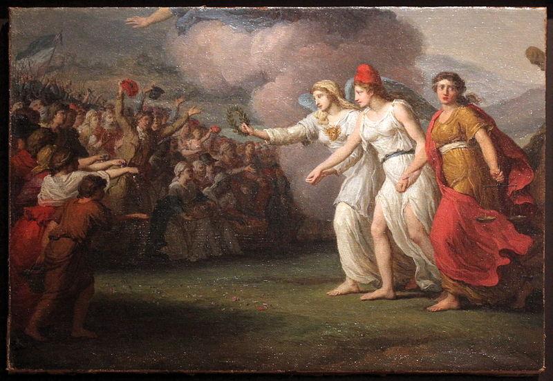 Jean joseph Taillasson Liberty bringing back Justice and Liberty to peoples oil painting picture